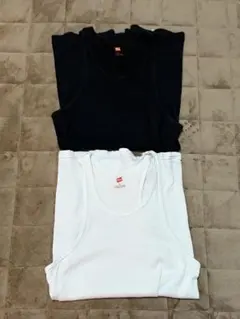 Hanes タンクトップ 2枚セット ブラック ホワイト Lサイズのサムネイル