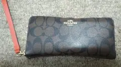 COACH 長財布 ダークブラウン/レッド