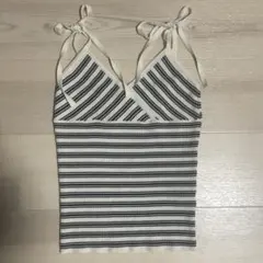 moussy ボーダー リボン キャミソール