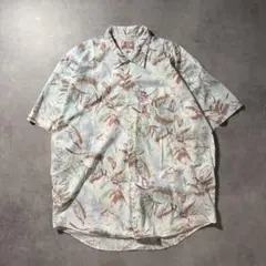 ヴィンテージ 総柄シャツ 半袖 レトロ 抽象画 幾何学 水彩調 アート柄 