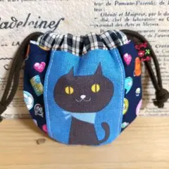 ハンドメイド まるいミニ巾着 (ネコ ピンク 花柄) - メルカリ