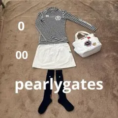 パーリーゲイツ ロゴ入りボーダー柄モックネック0✖️白ロゴスカート00セット