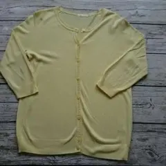 UNIQLOユニクロ パステルイエロー 七部袖カーデ Ｍ ９号 美品