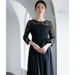 ラスト１！新品 訳あり レース ワンピース S ブラック 黒 ドレス