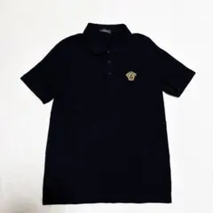 VERSACE 鹿子 ポロシャツ メデューサ 刺繍 ブラック M カノコのサムネイル