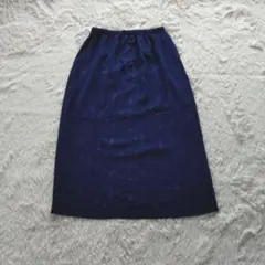 Vintage タイトスカート ミドル丈 花柄 ネイビー L レトロ 上品