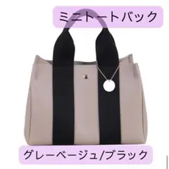 ミニトートバッグ【グレーベージュ/ブラック】2way ショルダーバッグICカードのサムネイル