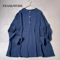 26SS✨美品 フレームワーク LINENmixクレープヘンリーネックブラウス2のサムネイル