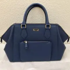 ネイビー ハンドバッグ 合成皮革