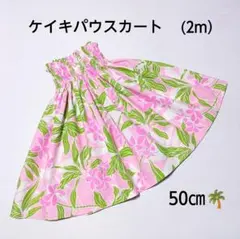 50㎝ 新品 ケイキ切替えパウスカート フラダンスプルメリア エメラルド