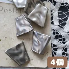 【4個】台形 アクリル ボタン 脚カット済 カボション 26mm シルバー