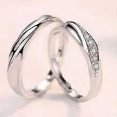 未使用品　ジルコニア　シルバー925ペアリング　フリーサイズ 2個セット