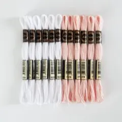 刺繍糸 25番 2色 12束 白 スキン ホワイト 肌色 薄ピンク ハンドメイド