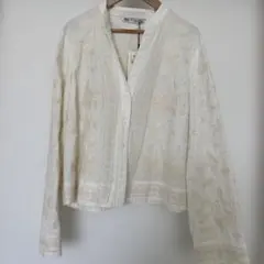 ZARA リネンブレンド エンブロイダリー シャツジャケット 刺繍 Sサイズ