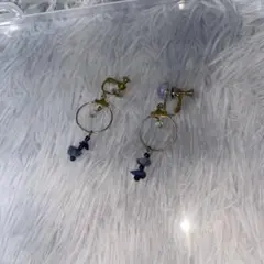 青系天然石フープイヤリング