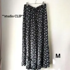 スタジオクリップ ワイドパンツ 花柄 裏地つき ウエストゴム ガウチョパンツ M
