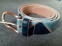 Jeckersonクロコパッチワークベルト　ネイビー×サックス　110cm