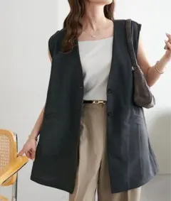 ディスコート テックリネンノーカラージレ トップス レディース