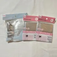 B8サイズ 三つ穴バインダー 3点セット クリア　トレカ用リフィル　シール帳