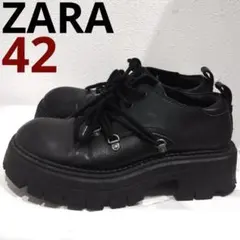 ZARA ザラ マルチレースチャンキーシューズ ダービーシューズ 黒 42のサムネイル