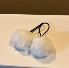 ホワイト ポンポンヘアゴム 2個セット 地雷系 サブカル系 量産型