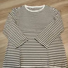 無印良品　ボーダーロンT 　7分袖　Mサイズ　グレー✖︎白