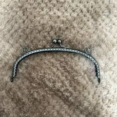 がま口フレーム シルバー 金属製　ハンドメイド 新品　黒メタリック