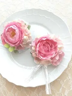 親子コサージュ