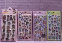 ディズニープリンセス、モンスターズインクボンボンドロップシール4枚セット硬タイプ