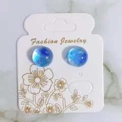 【再販】059　半円　琉球ガラス　小粒ピアス