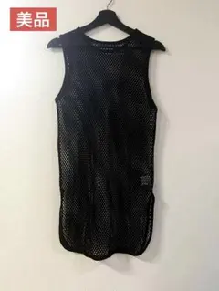しまむら　linoluce ブラックメッシュタンクトップ