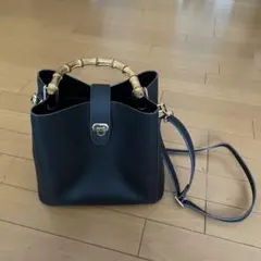 grove 黒 ショルダーバッグ ハンドバッグ　バンブーハンドル　2way