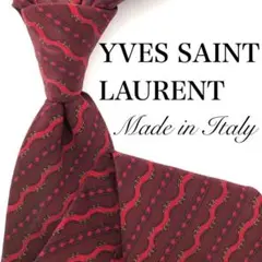 YVES SAINT LAURENT ネクタイ ボルドー 赤 ストライプ 総柄