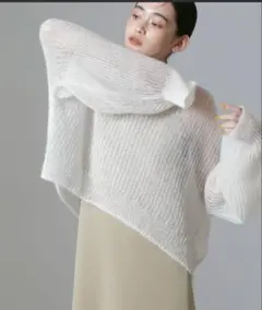 NANO universe 　モヘヤ混ボリュームスリーブシアーニット