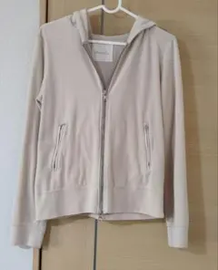 MOROKOBARベロアジップ パーカー　ライトベージュ
