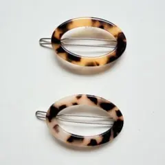 アニマル柄　オーバル型ヘアピン2個セット