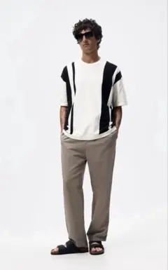 ZARA(ザラ) カラーブロック ニットTシャツ