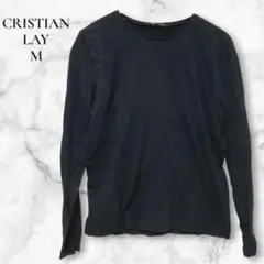 値引き◎CRISTIAN LAY【M】ブラック 長袖 Tシャツ 無地 シンプル
