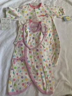 新品未使用4点セット.flowered 花柄ロンパース 50〜60cm