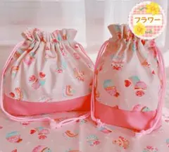 【ラスト】カップケーキ ベージュ（お弁当袋コップ袋ランチョンマット25×35