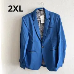 新品✨ テーラードジャケット メンズ2XL ブルー ビジネス　カジュアル 通勤