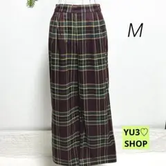 アルマデザイン・チェック柄ワイドレッグパンツ M 秋冬