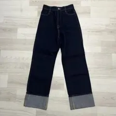 1777円→1555円　ダークブルー ロールアップ デニムパンツ S