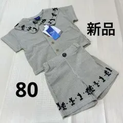 【新品】ディズニー　ミッキー　半袖シャツ　半ズボン　セットアップ　男女兼用　80のサムネイル