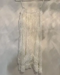 フェアリーグランジ y2k ホワイト レース フリル キャミワンピ 森ガール