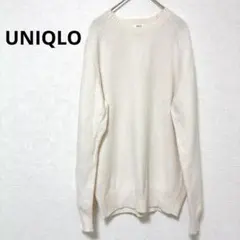 ユニクロ ホワイト ラムクールネックセーター レディース ウール素材