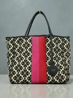 ケイトスペード スペードフラワー ジャガード ストライプ トートバッグ