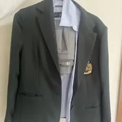 ダークグリーン シングルブレスト ブレザー