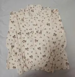 レトロガール フリルブラウス 長袖 花柄