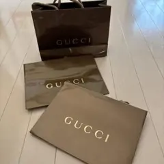GUCCI ブラウンロゴ ショップ袋 3点セット
